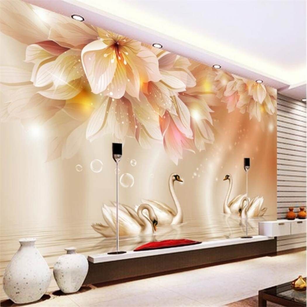 Fiori dorati e cigni 3D, 1050x1050 HD, PC
