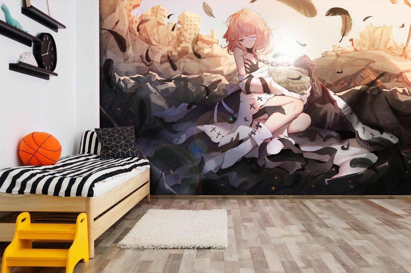 Murale ragazza anime su rocce, 1600x1066 HD Ready, Laptop