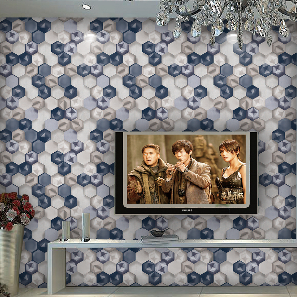 Parete esagoni 3D blu grigio, 1000x1000 HD, Laptop