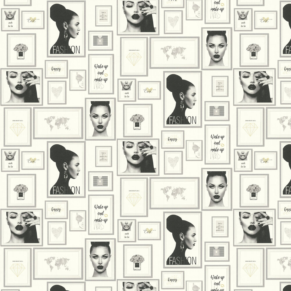 pattern volti donne cornici grigio, 1000x1000 HD, Desktop