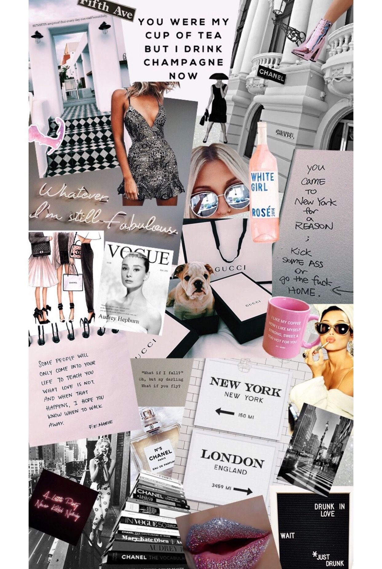 collage estetica rosa New York, 1242x1850 Full HD Verticale, Smartphone