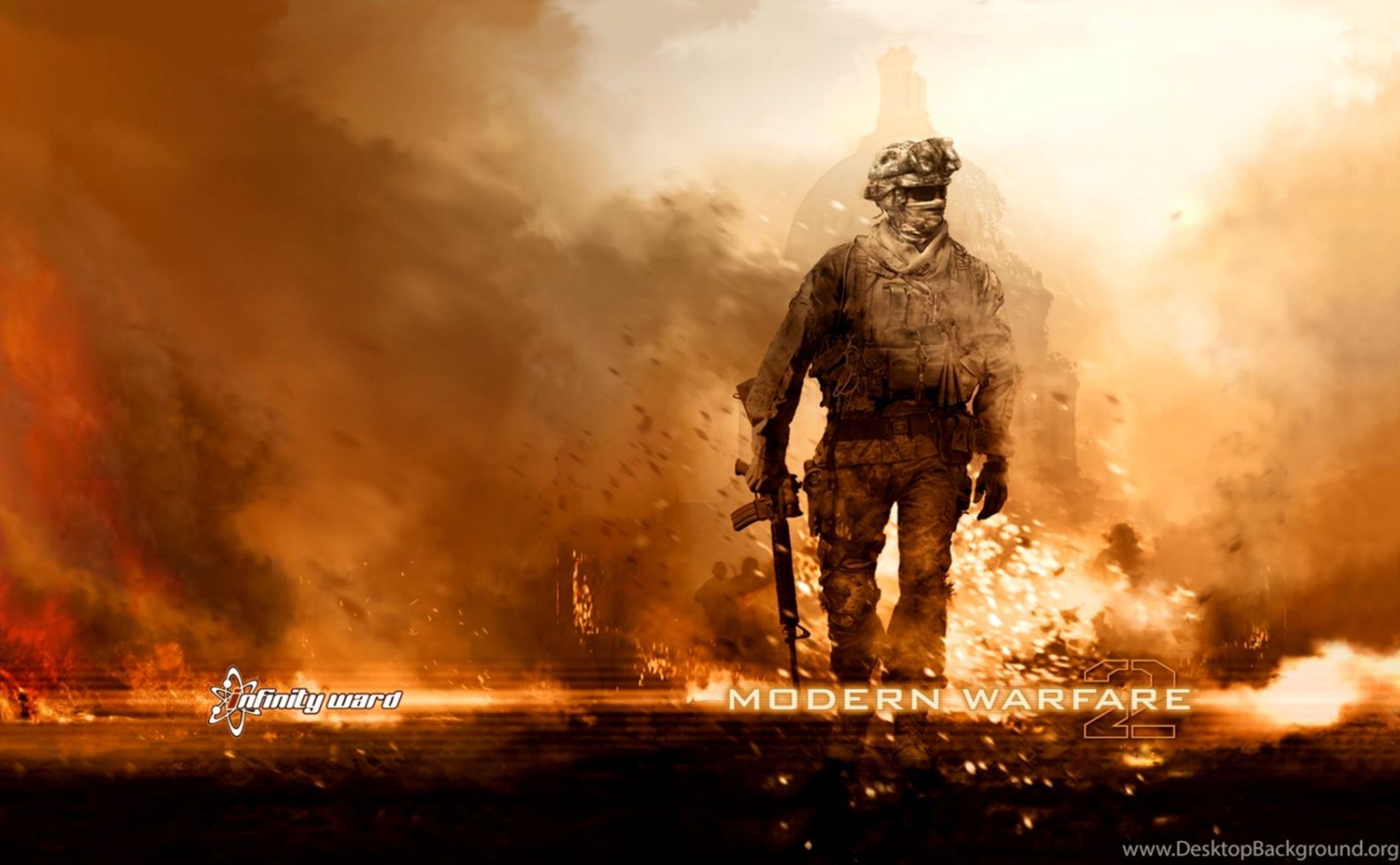 Soldato Modern Warfare fumo arancione, 1579x976 HD, Desktop