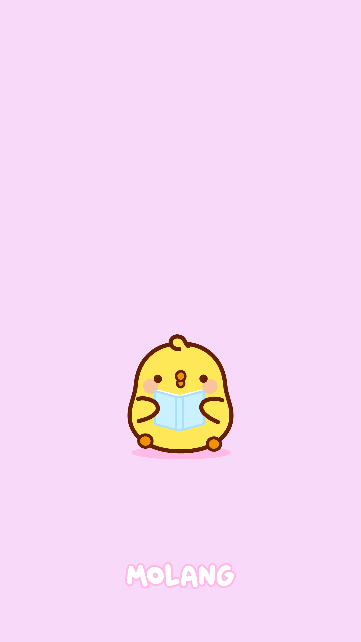 Pulcino giallo Molang sfondo rosa, 1242x2208 Verticale, Mobile