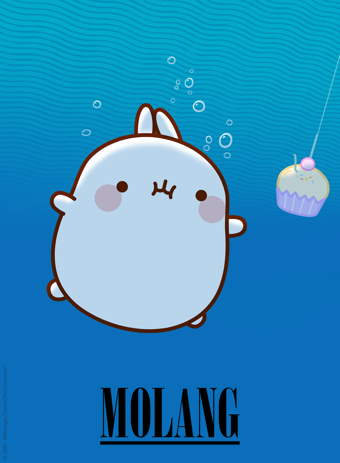Molang subacqueo con cupcake, 1100x1496 Verticale, Android