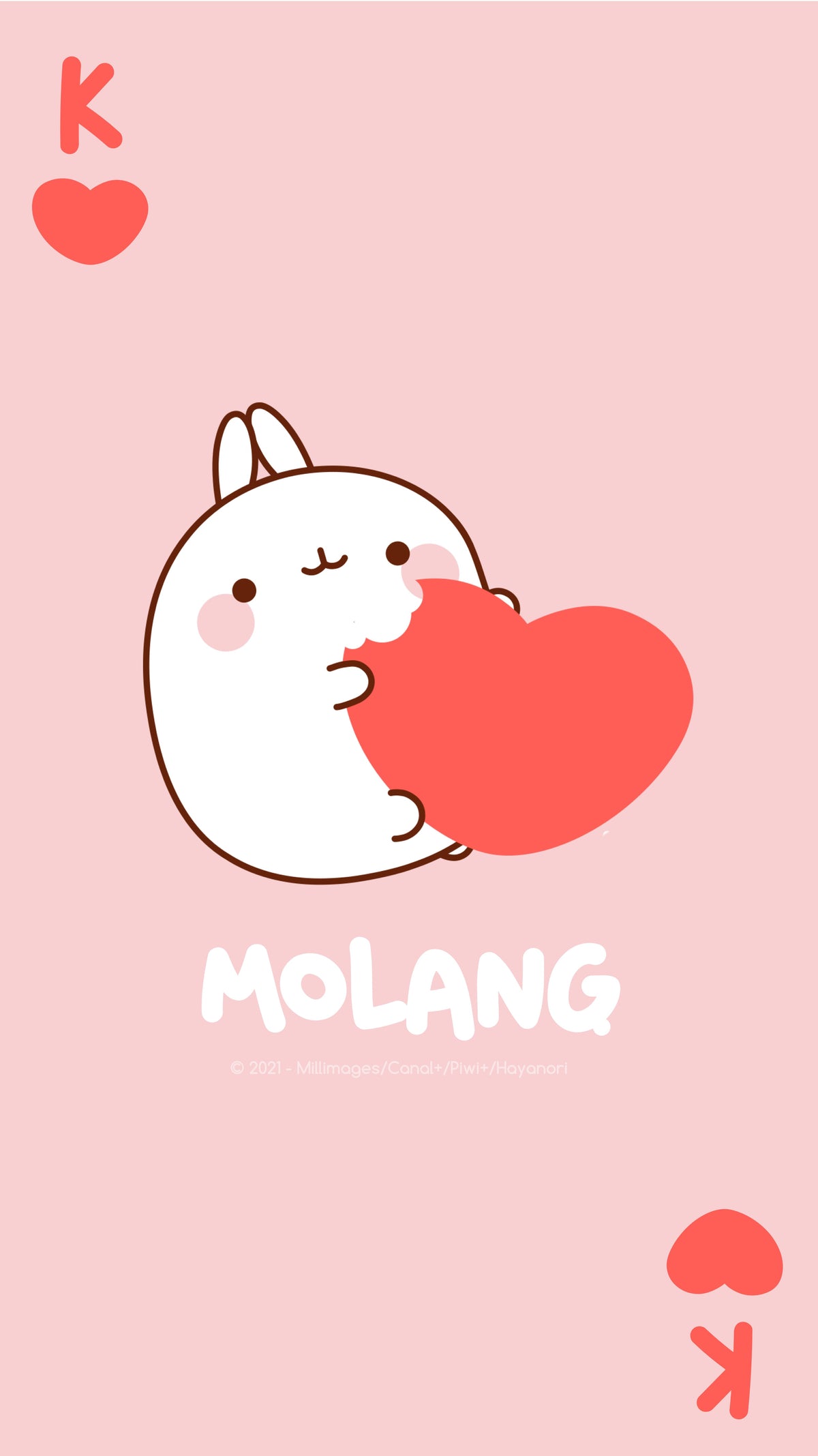 Molang coniglio con cuore, 1200x2135 Full HD Verticale, Smartphone