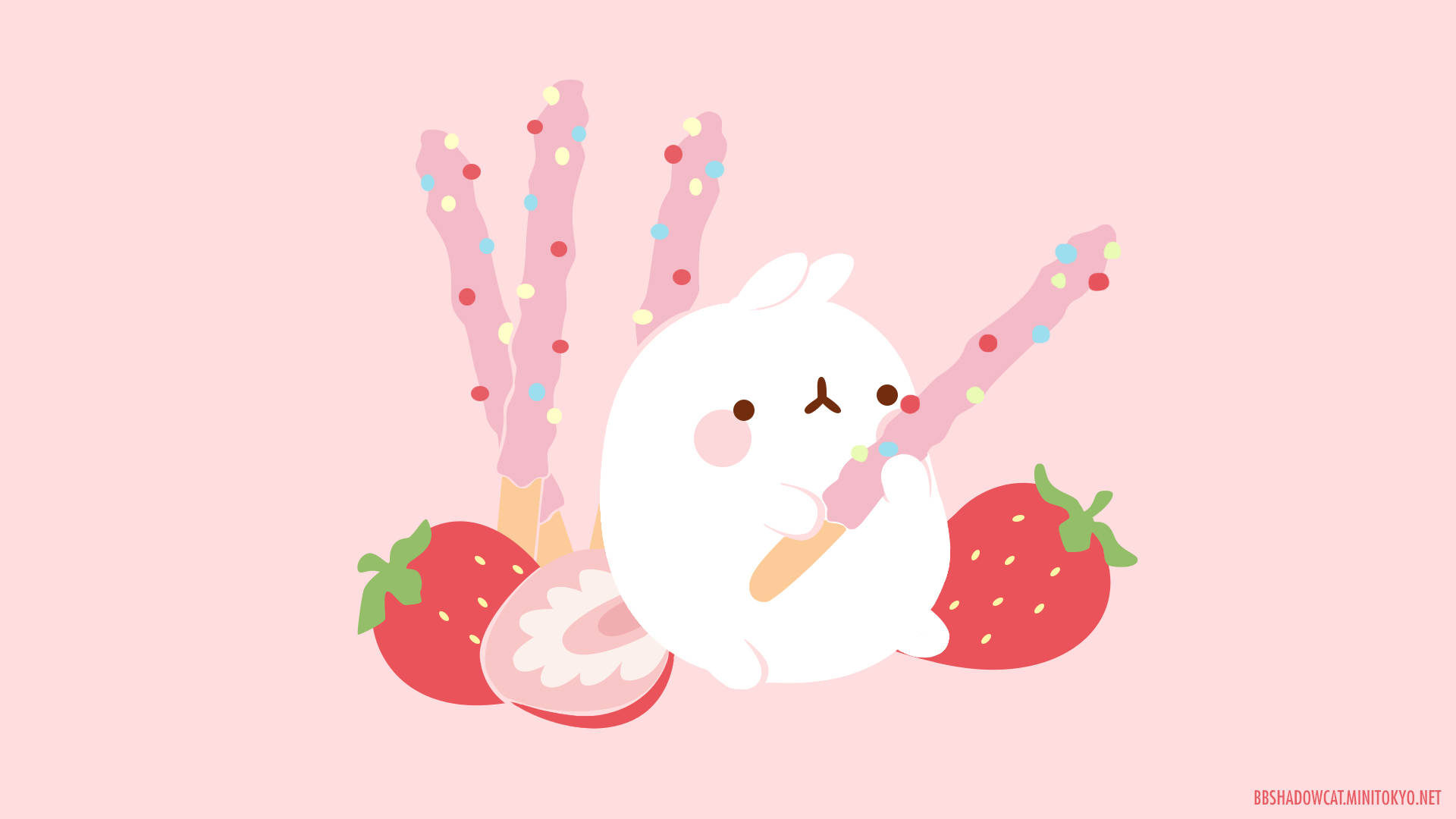 Molang coniglio con fragole, 1920x1080 Full HD, PC