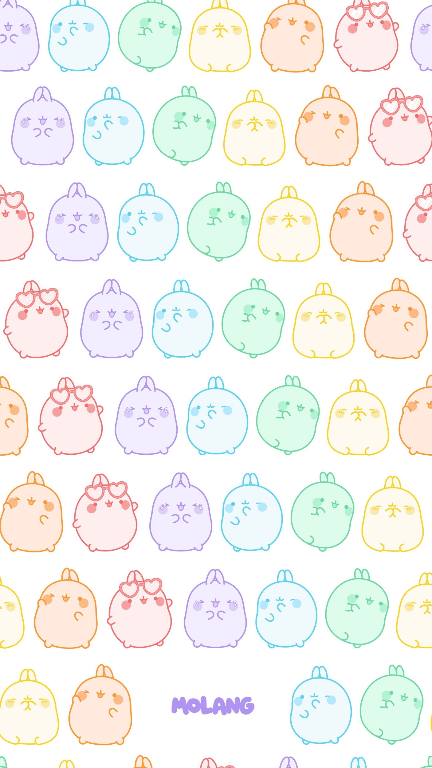 Molang coniglietti pastello pattern, 1406x2500 Full HD Verticale, iPhone