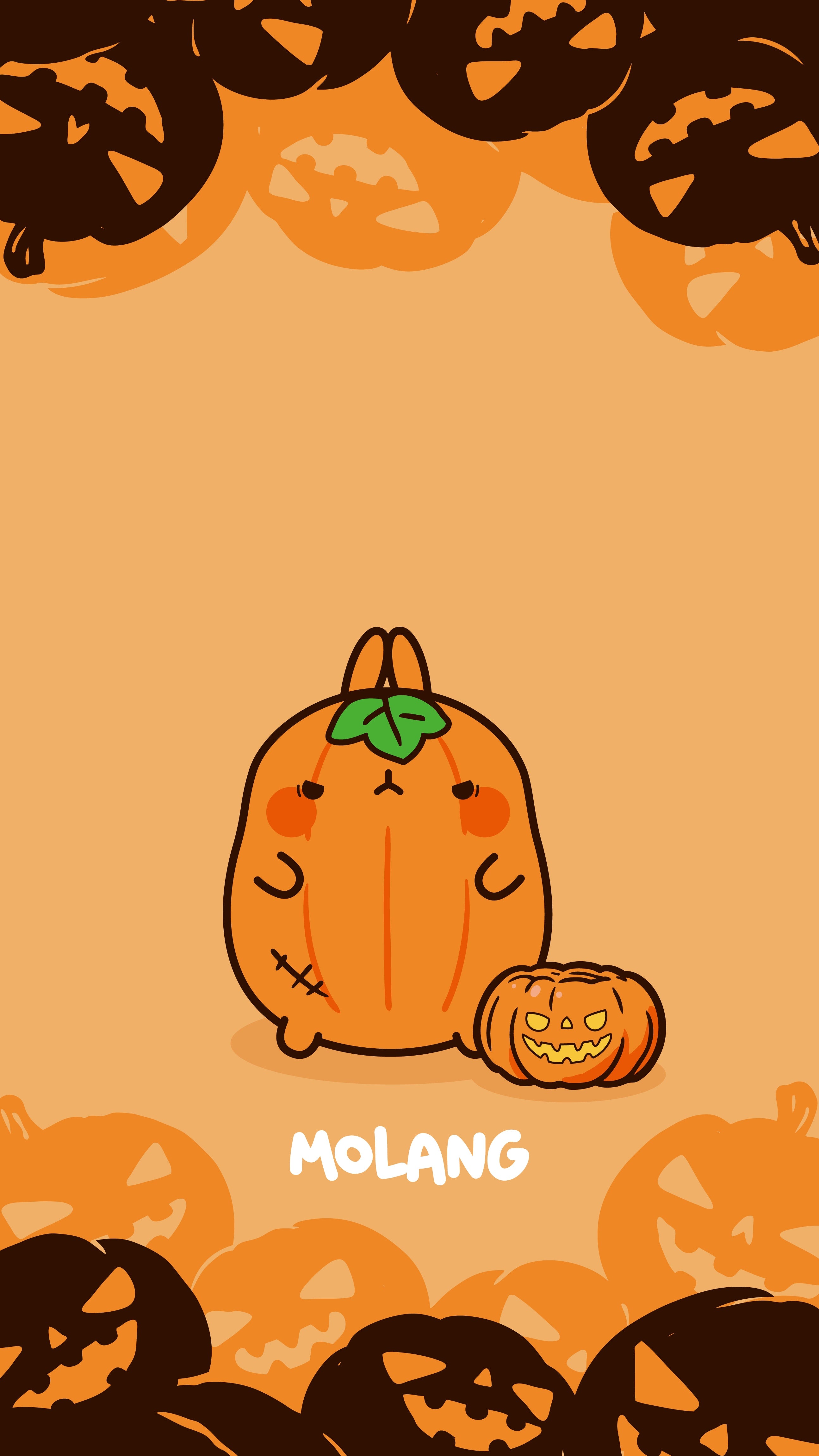 Molang zucca Halloween arancione, 2589x4600 Full HD Verticale, Smartphone