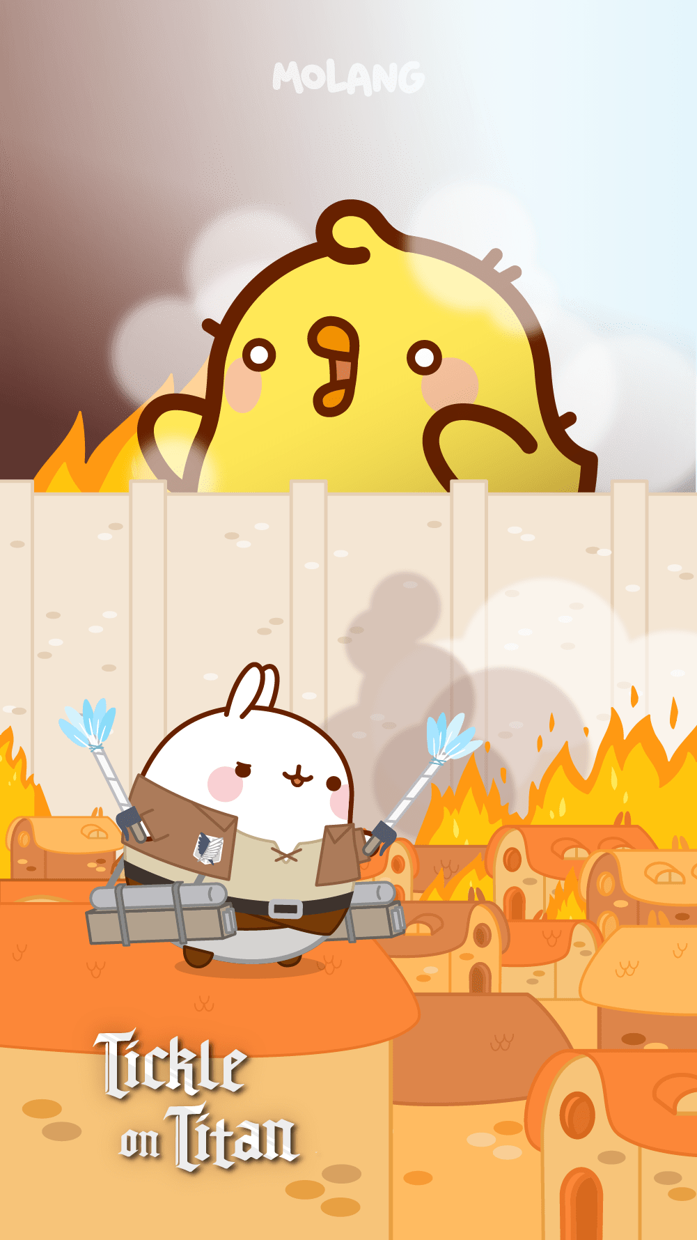 Molang parodia Attack on Titan, 1001x1780 Verticale, Xiaomi