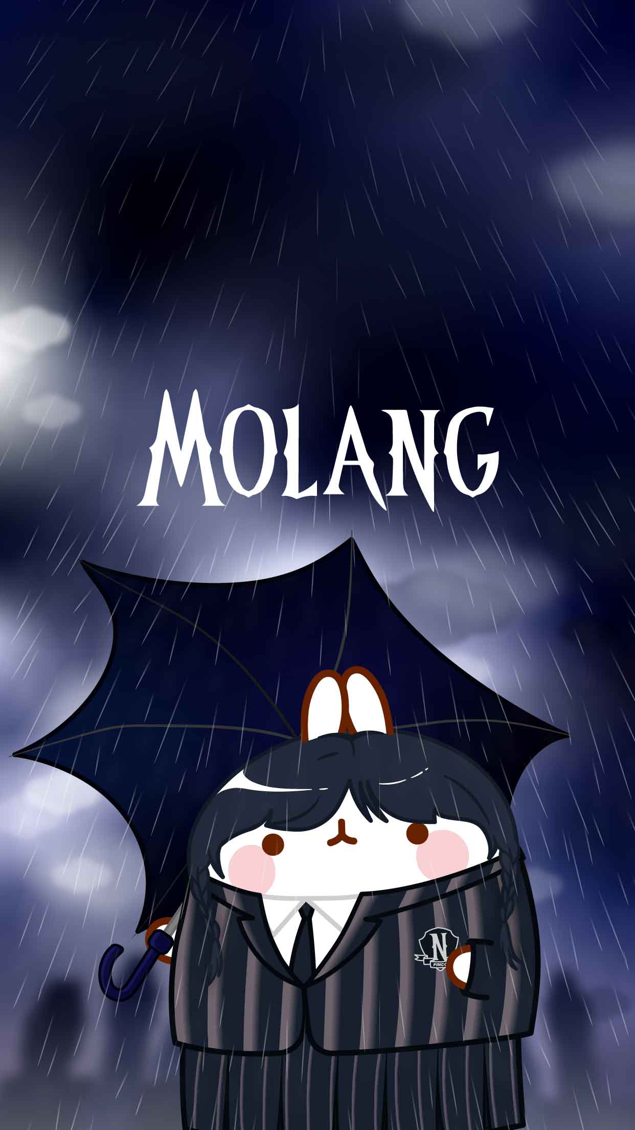 Molang con ombrello sotto pioggia, 1242x2208 Full HD Verticale, iPhone