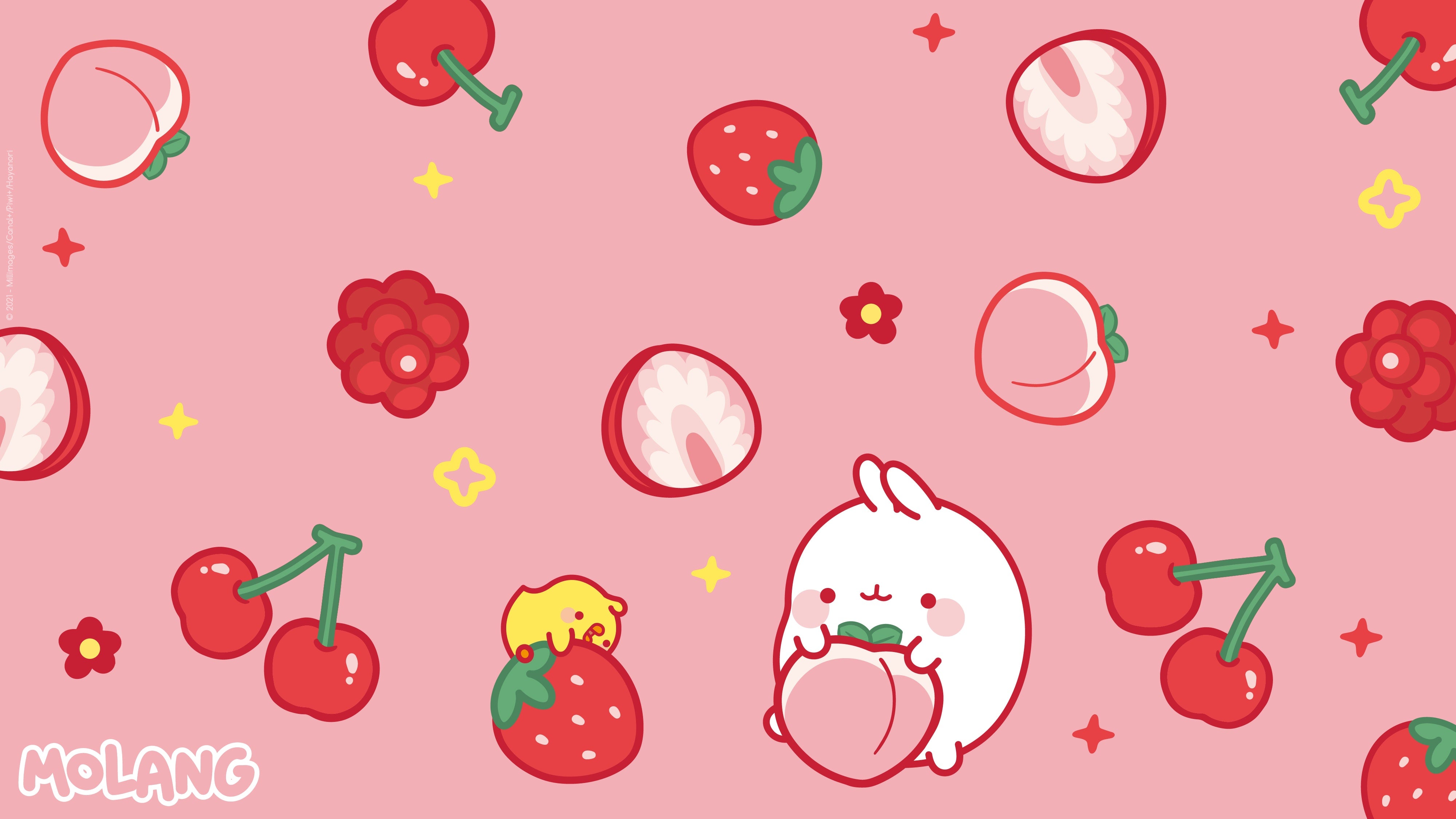 Molang coniglio con fragole, 4001x2251 4K Ultra HD, Monitor 4K
