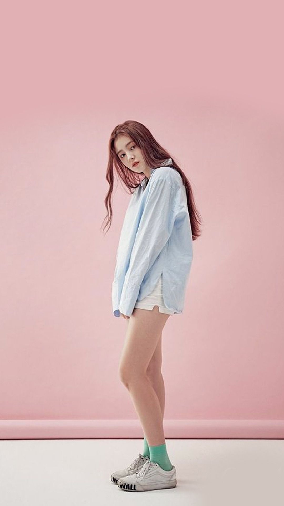 Ragazza k-pop sfondo rosa, 1080x1920 Full HD Verticale, Samsung Galaxy