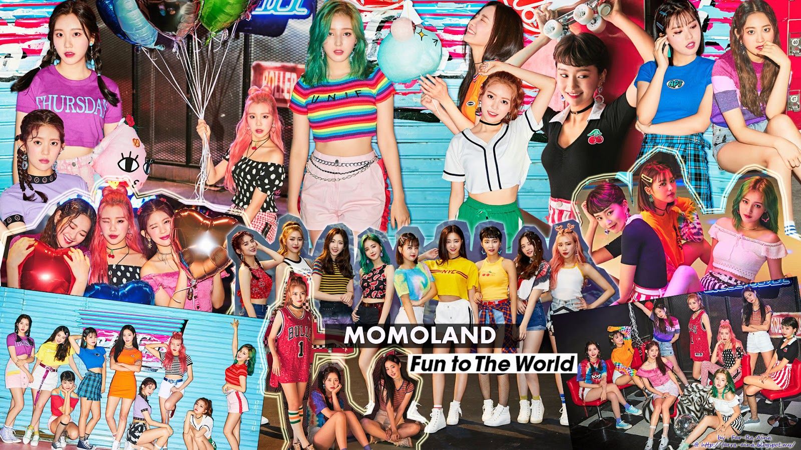 Momoland gruppo k-pop collage, 1600x900 HD, Desktop