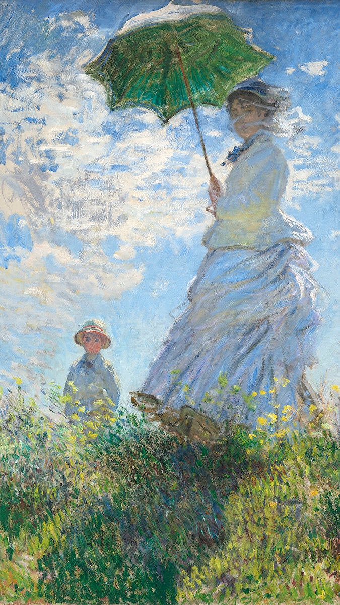 Donna con ombrello, dipinto Monet, 675x1200 Verticale, Telefono