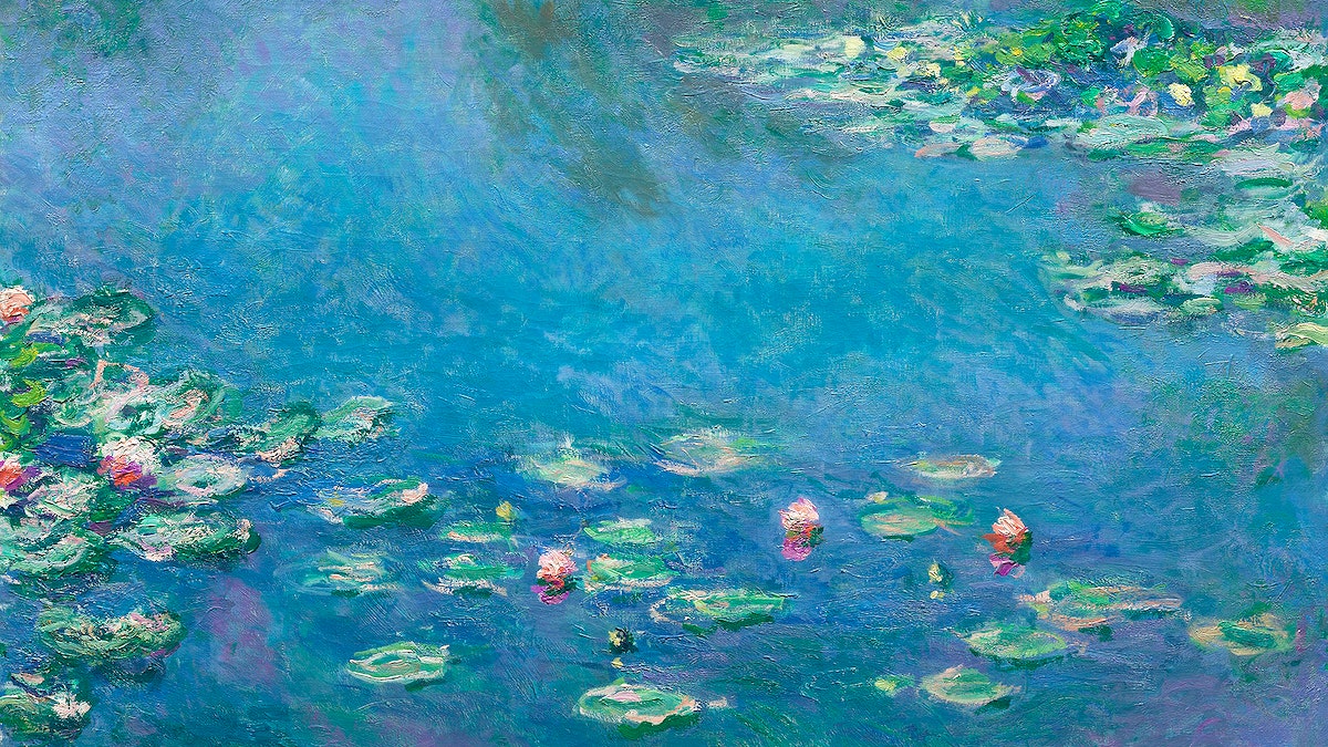 Ninfee di Monet, stagno blu, 1200x675 HD, PC Desktop