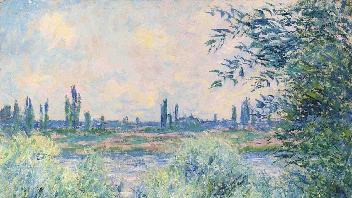 Paesaggio impressionista fiume alberi, 1200x675 HD, iMac