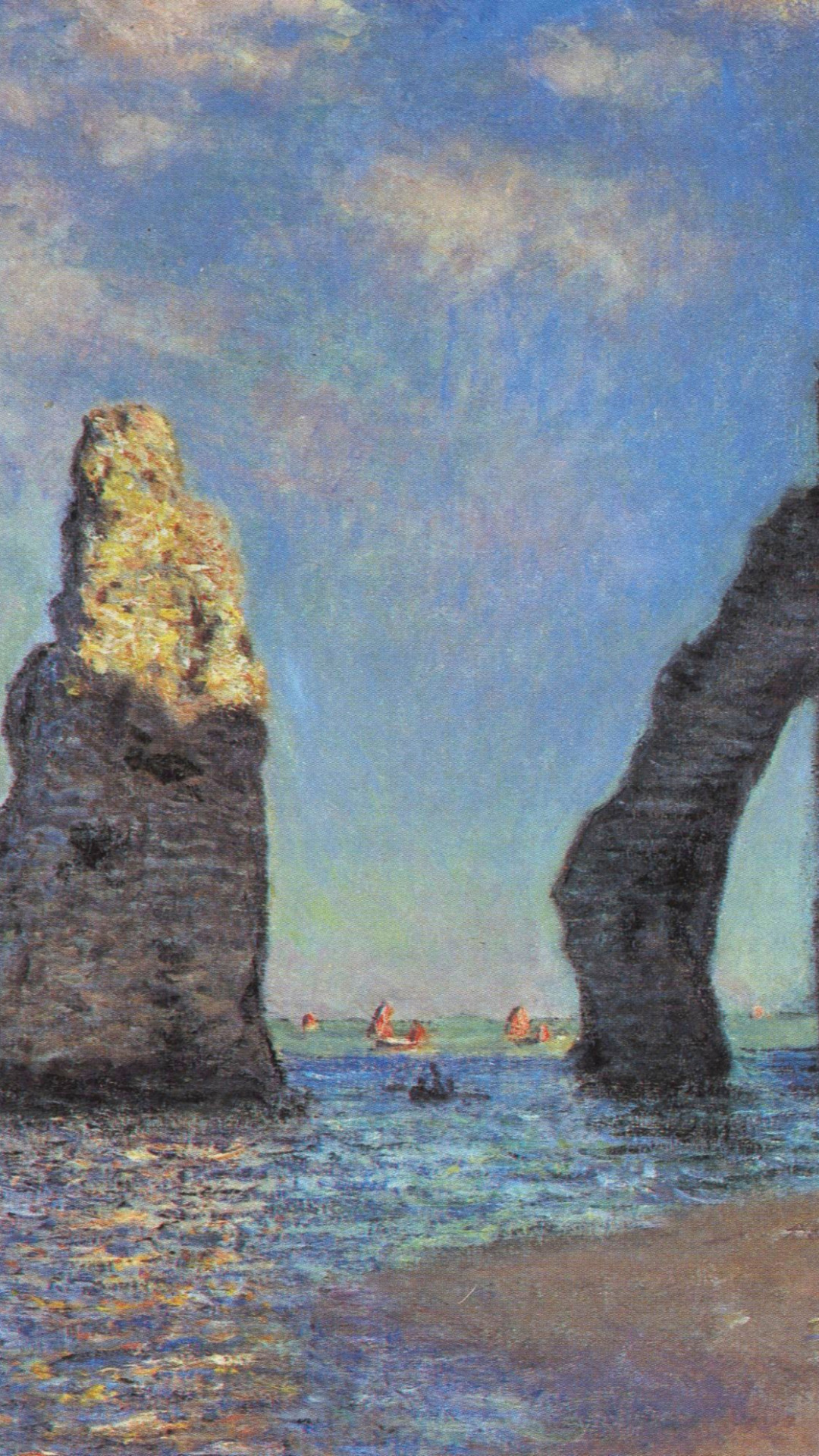 Falesie di Étretat, dipinto impressionista, 1080x1920 Verticale, Mobile