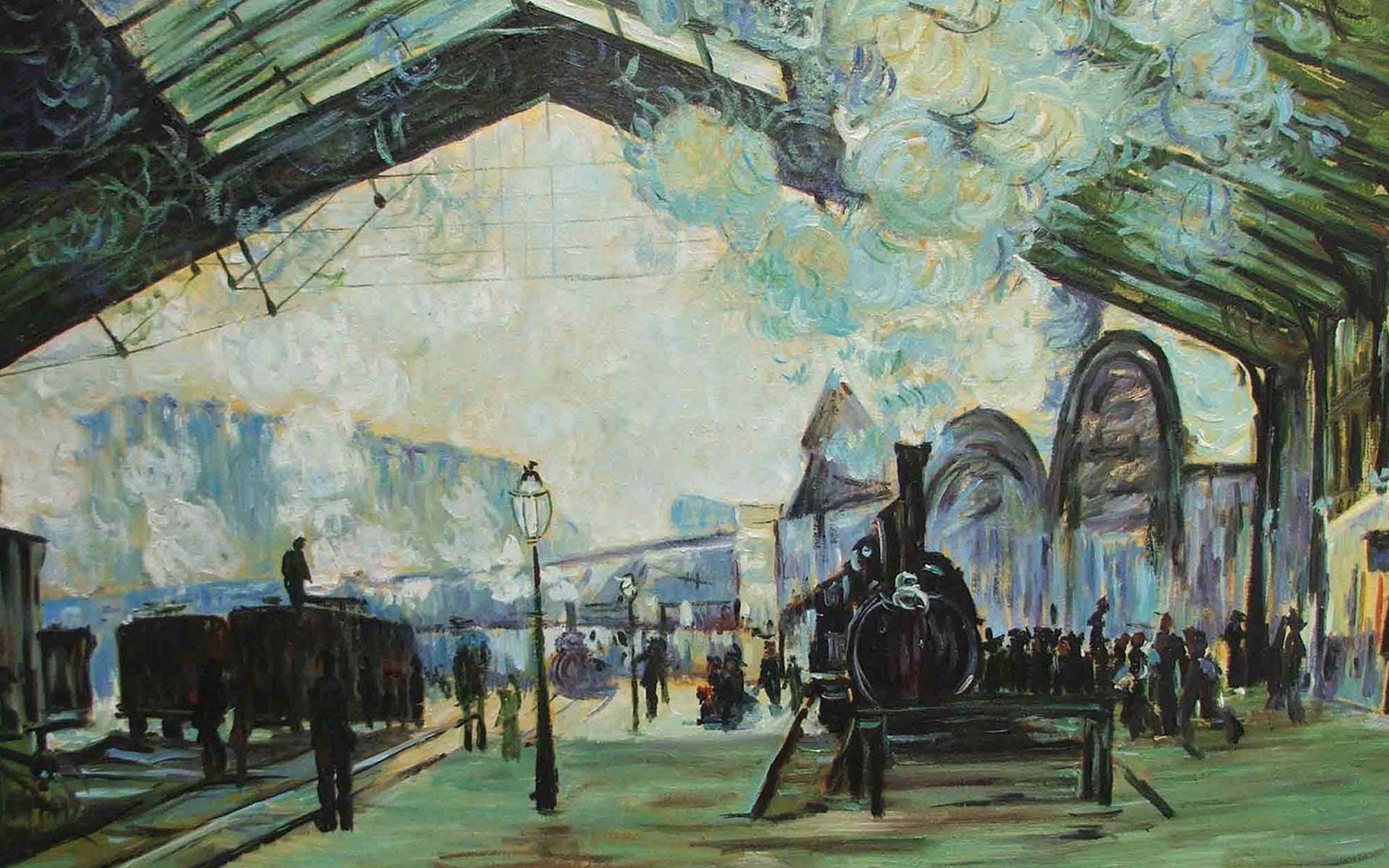 Stazione treni dipinto impressionista, 1920x1200 Full HD+ WUXGA, iMac