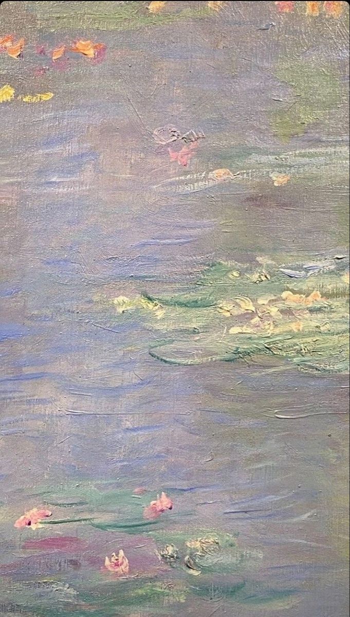 Ninfee stile Monet, viola verde, 681x1200 Verticale, Mobile