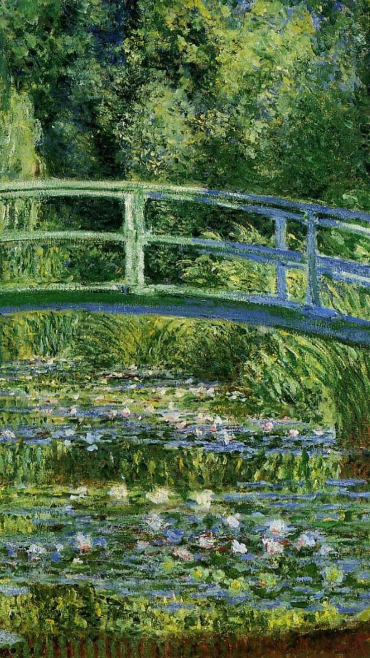 Ponte giapponese, ninfee, verde, 736x1308 Verticale, Mobile