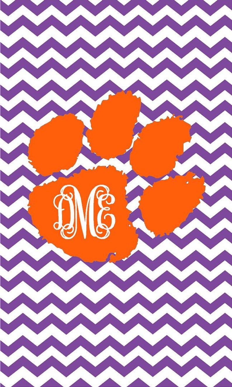 Zampa tigre monogramma viola arancione, 794x1323 Verticale, Mobile