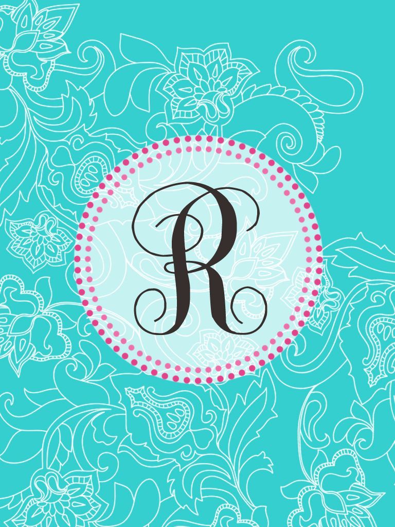 Monogramma lettera R turchese, 768x1024 Verticale, Mobile