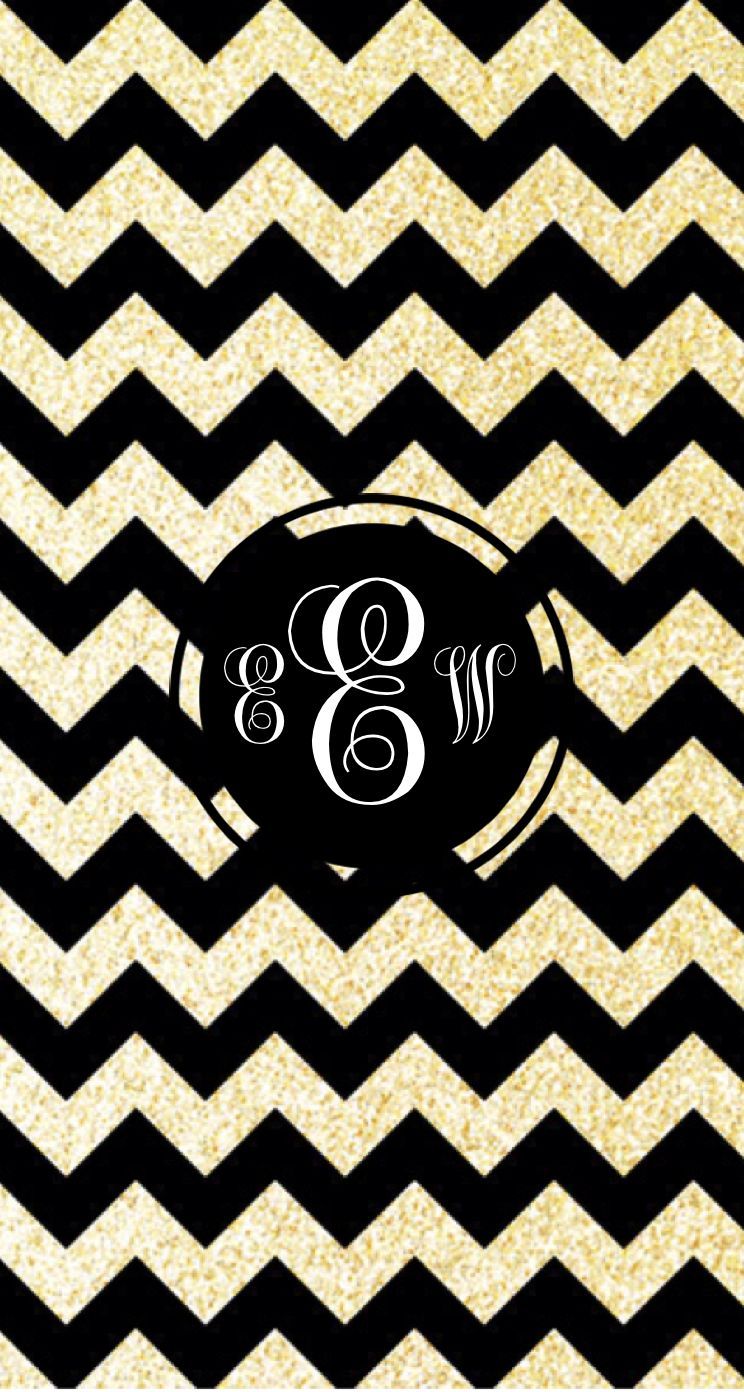 Monogramma nero oro chevron, 744x1392 Full HD Verticale, Smartphone