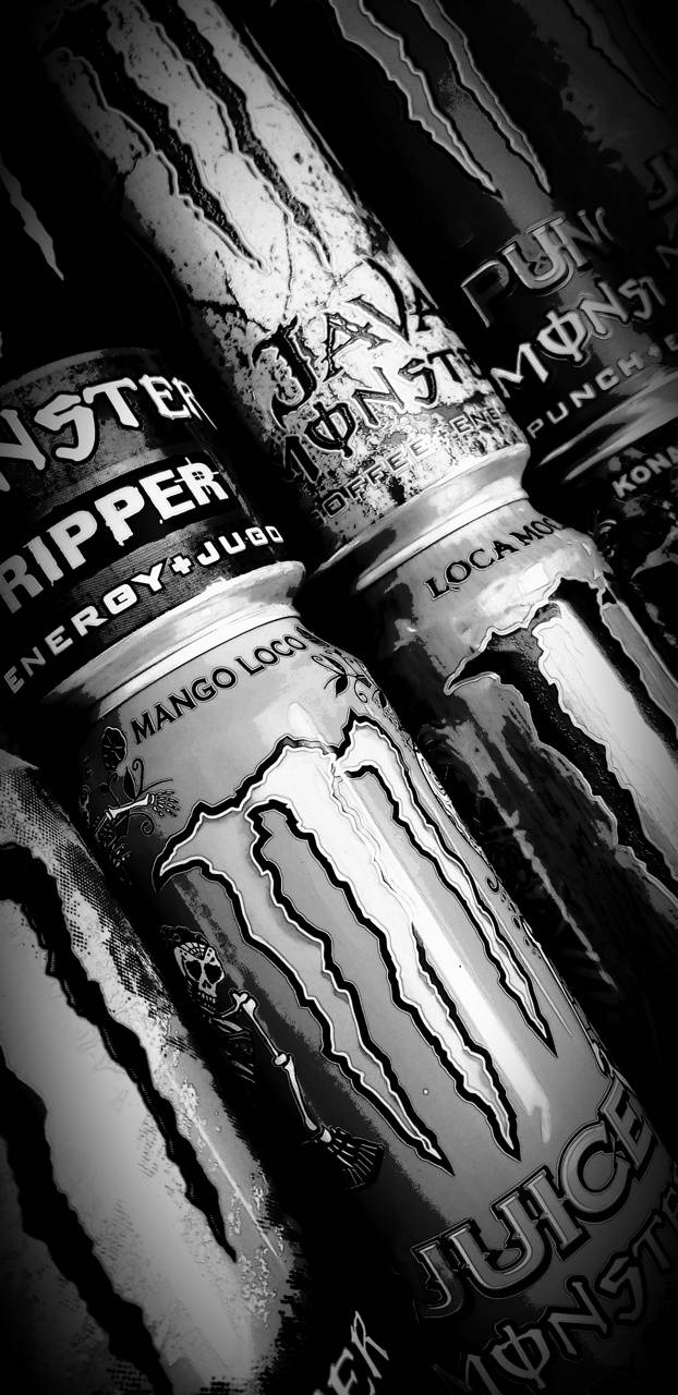 Lattine Monster Energy bianco nero, 622x1280 Verticale, iPhone Air