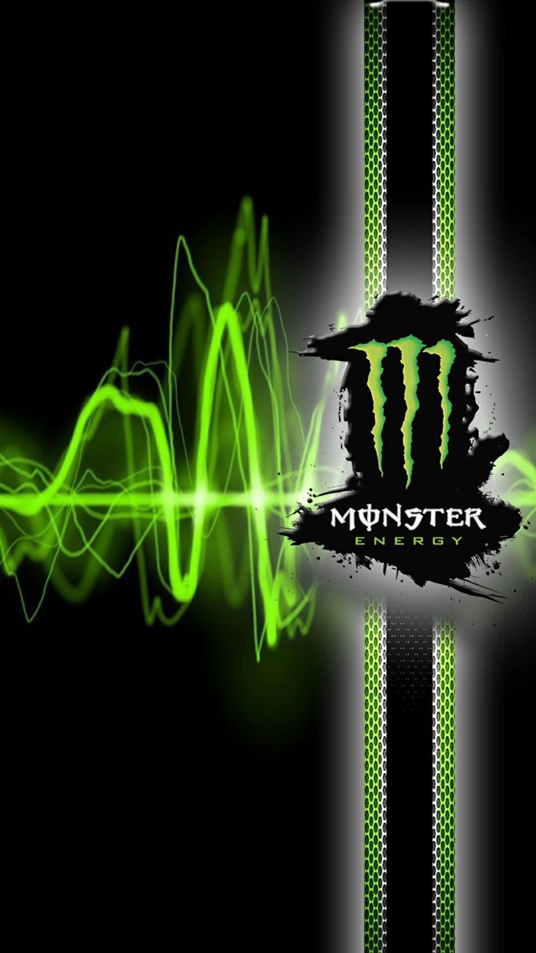 Logo Monster Energy verde nero, bevande energetiche, 1080x1920 Verticale, iPhone Pro Max