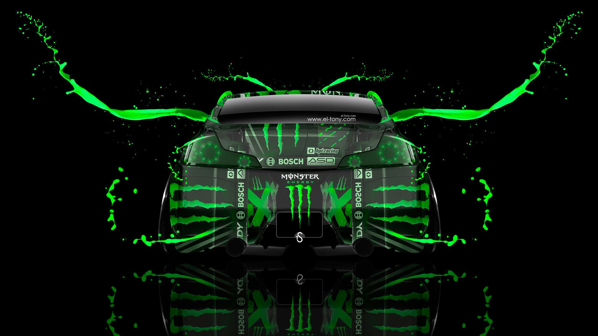 Auto sportiva Monster Energy verde, 1920x1080 Full HD, PC Desktop