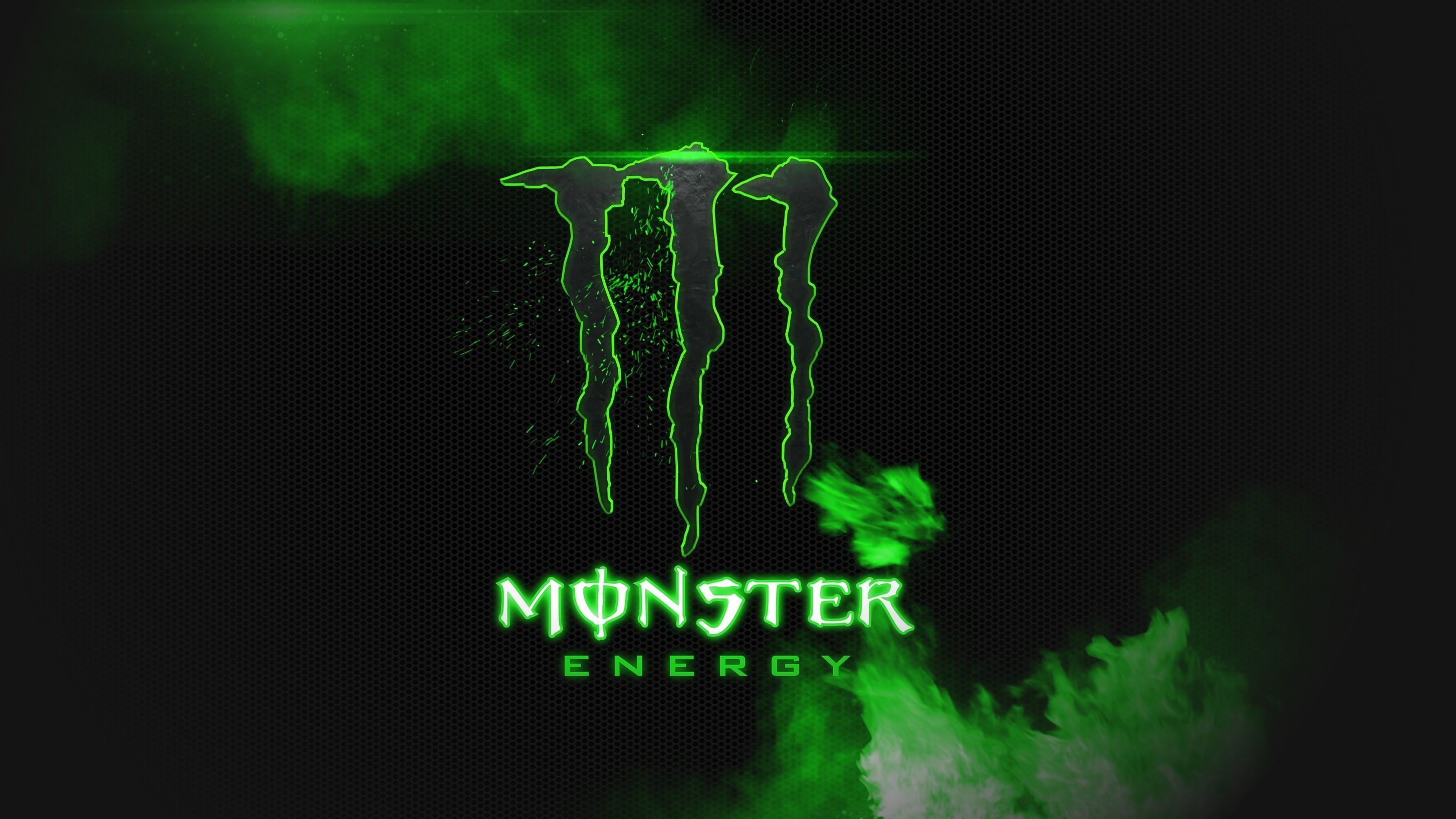 Logo Monster Energy verde fumo, 2906x1634 2K, Laptop