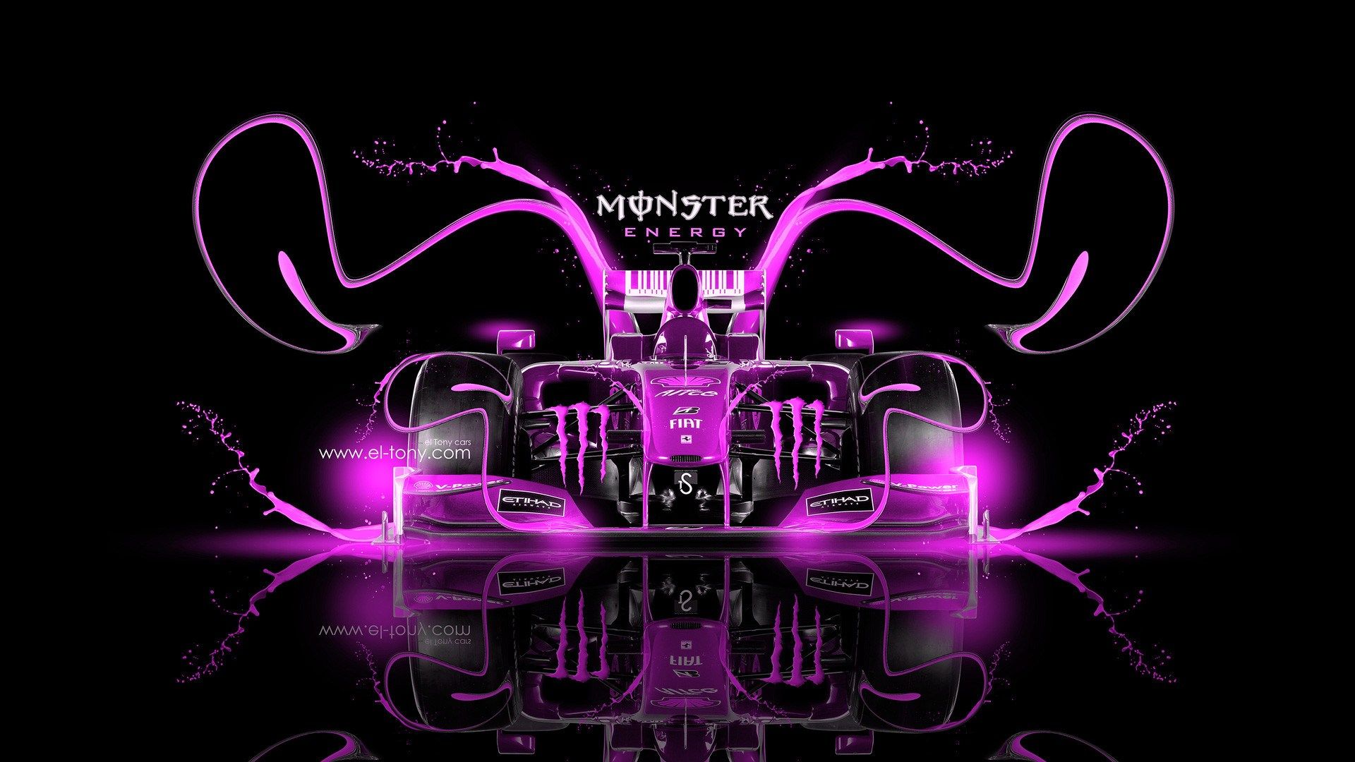 Logo Monster Energy auto rosa, 1920x1080 Full HD, Desktop