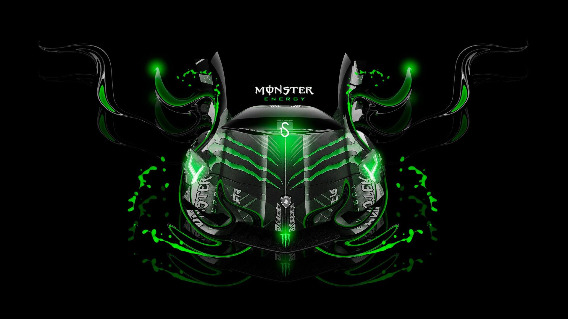 Auto sportiva verde neon astratta, 1920x1080 Full HD, Laptop