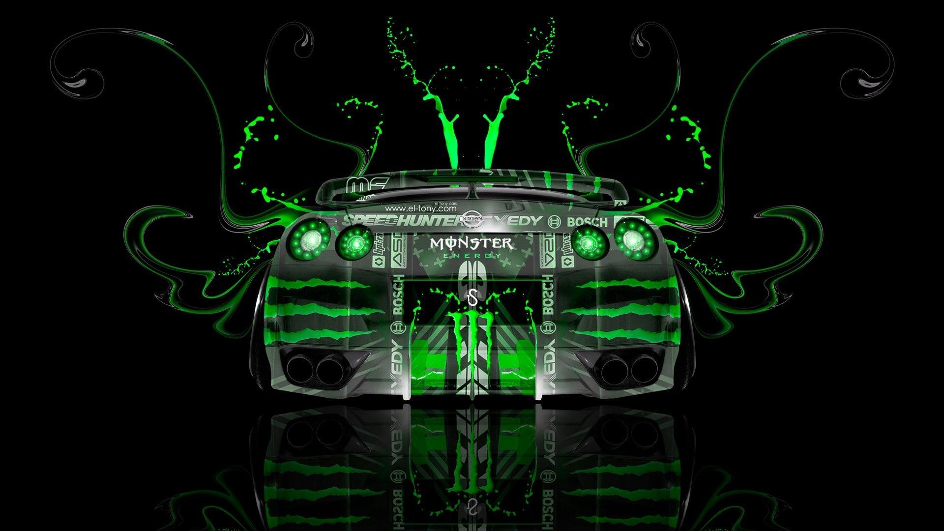 Auto sportiva verde neon Monster, 1920x1080 Full HD 1080p, PC