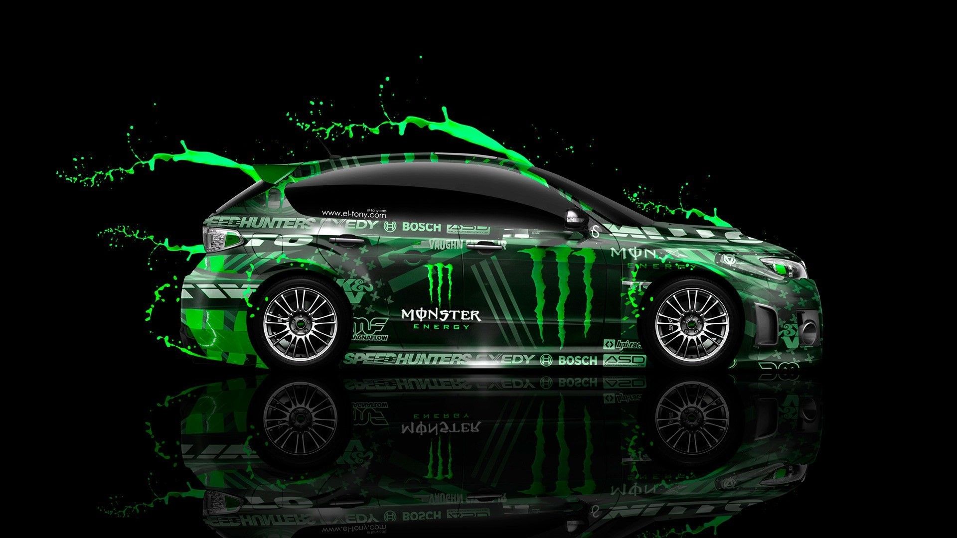Auto sportiva Monster Energy verde, 1920x1080 Full HD, Desktop