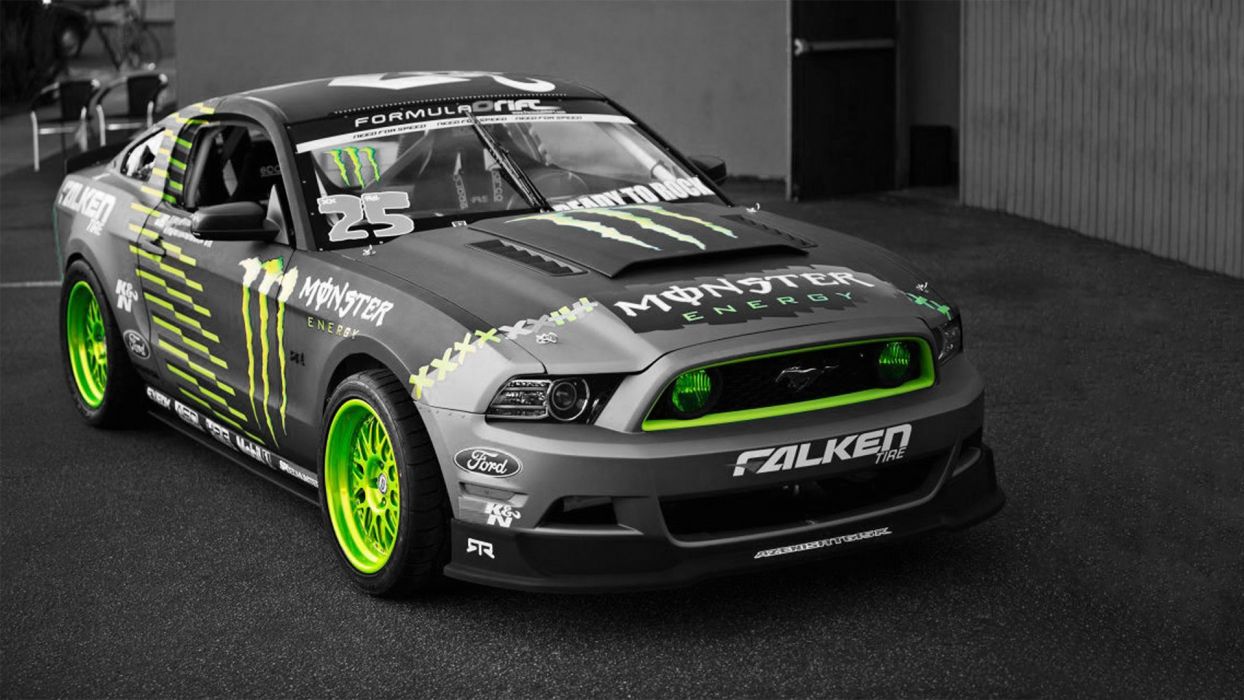 Ford Mustang Monster Energy racing, muscle car, 1244x700 HD, PC