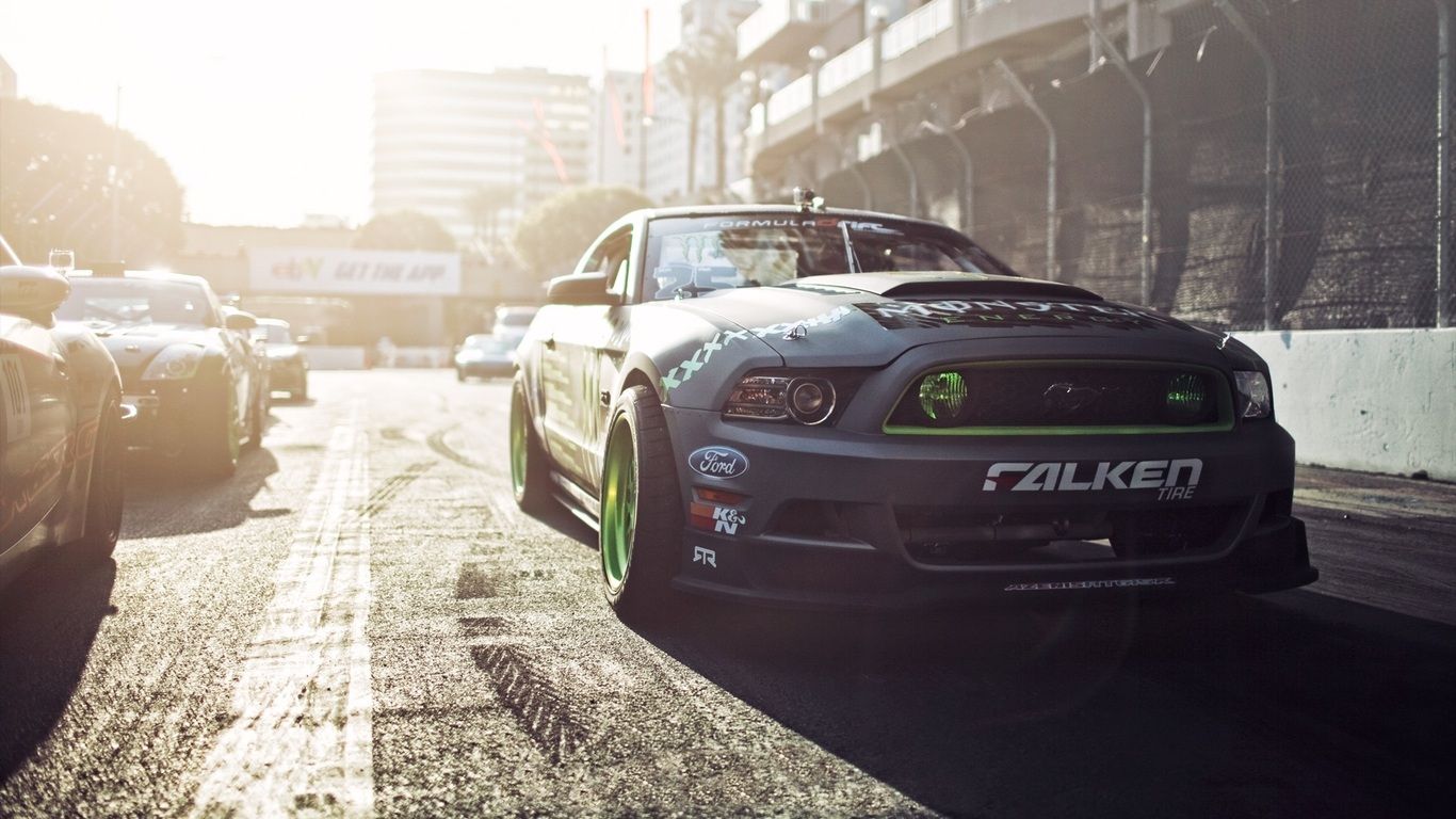 Ford Mustang drift Falken, muscle car, 1366x768 HD, Desktop