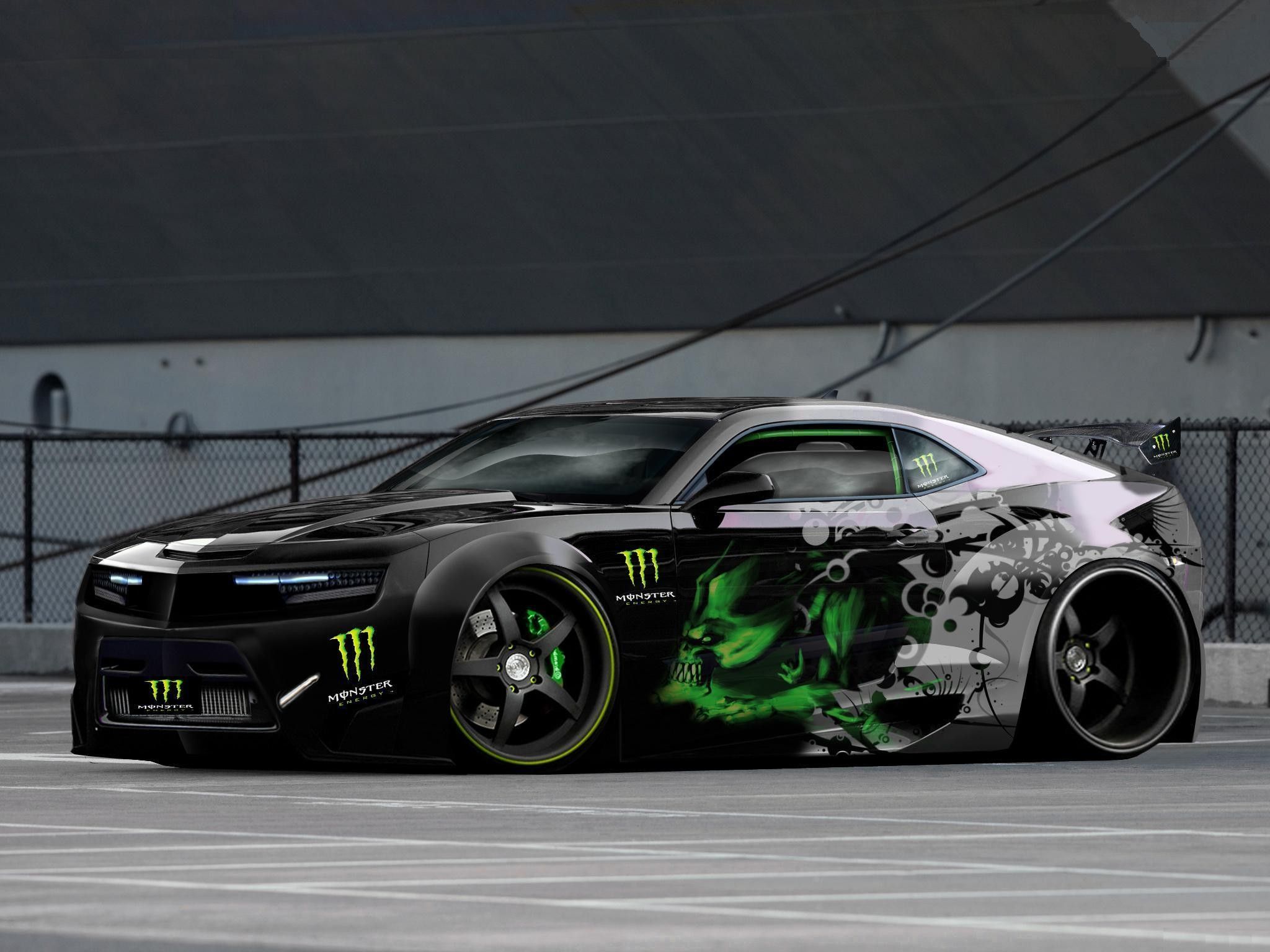 Auto sportiva Monster Energy nera, 2048x1536 2K, Desktop