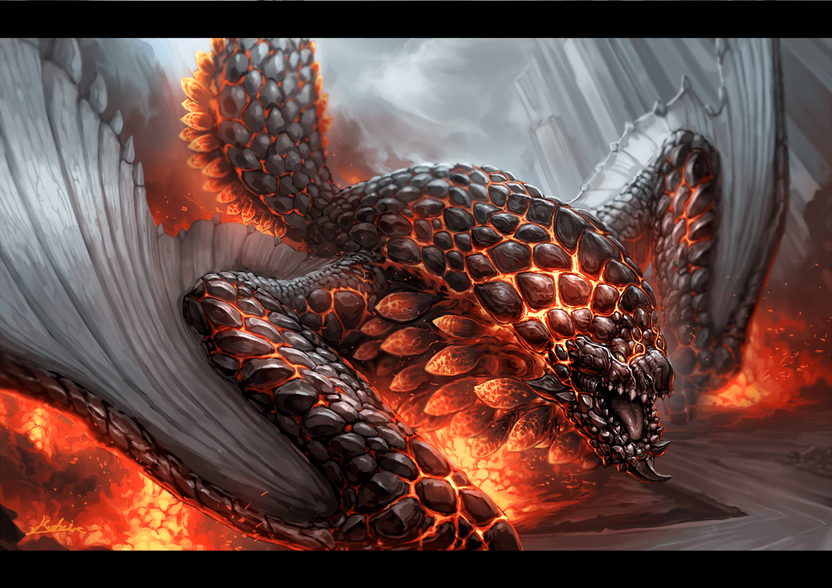 Drago di lava e fuoco, 1697x1200 900p, Monitor Gaming