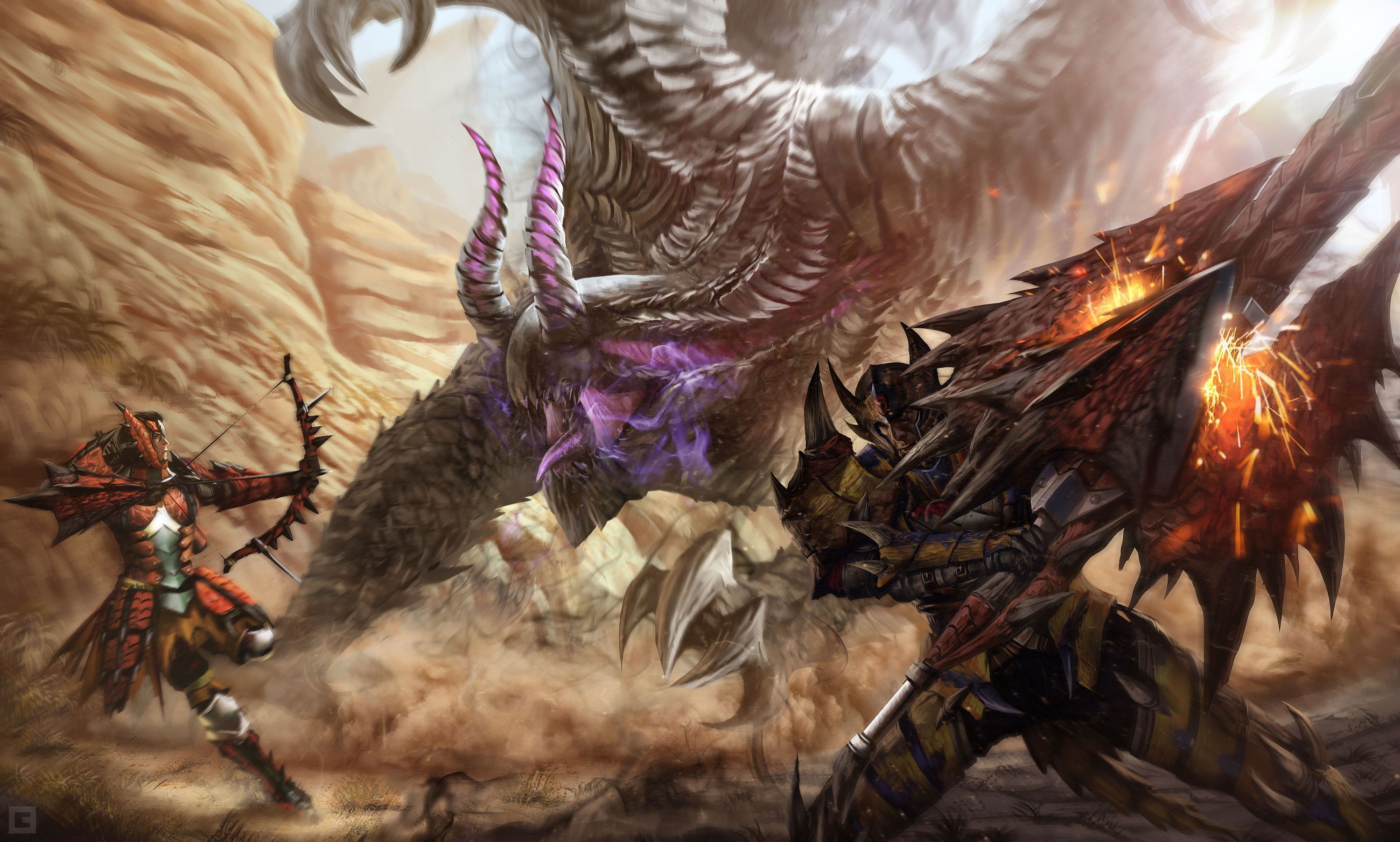 Monster Hunter combattimento draghi, 3000x1803 WQXGA, PC Desktop