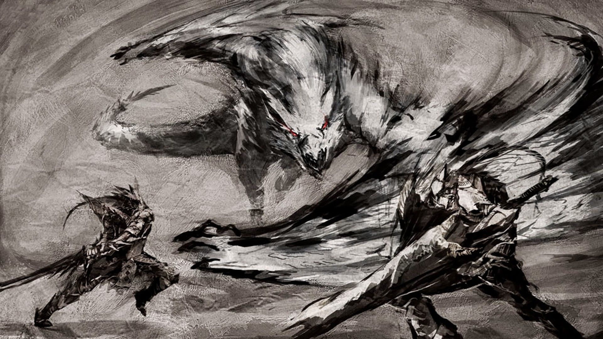 Monster Hunter cacciatori mostro grigio, 1920x1080 Full HD 1080p, Monitor Gaming