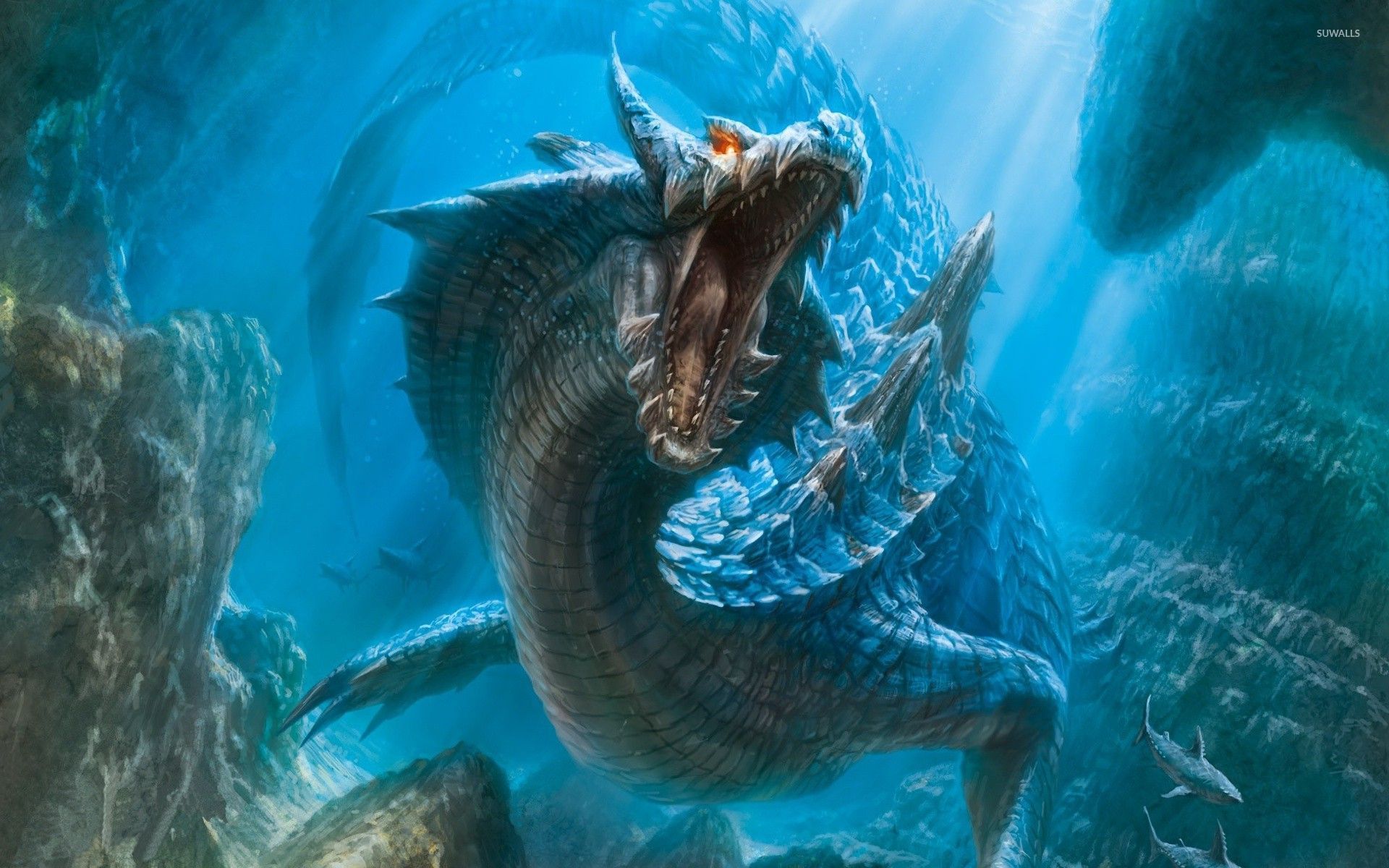 Drago blu subacqueo Monster Hunter, 1920x1200 Full HD+ WUXGA, PC