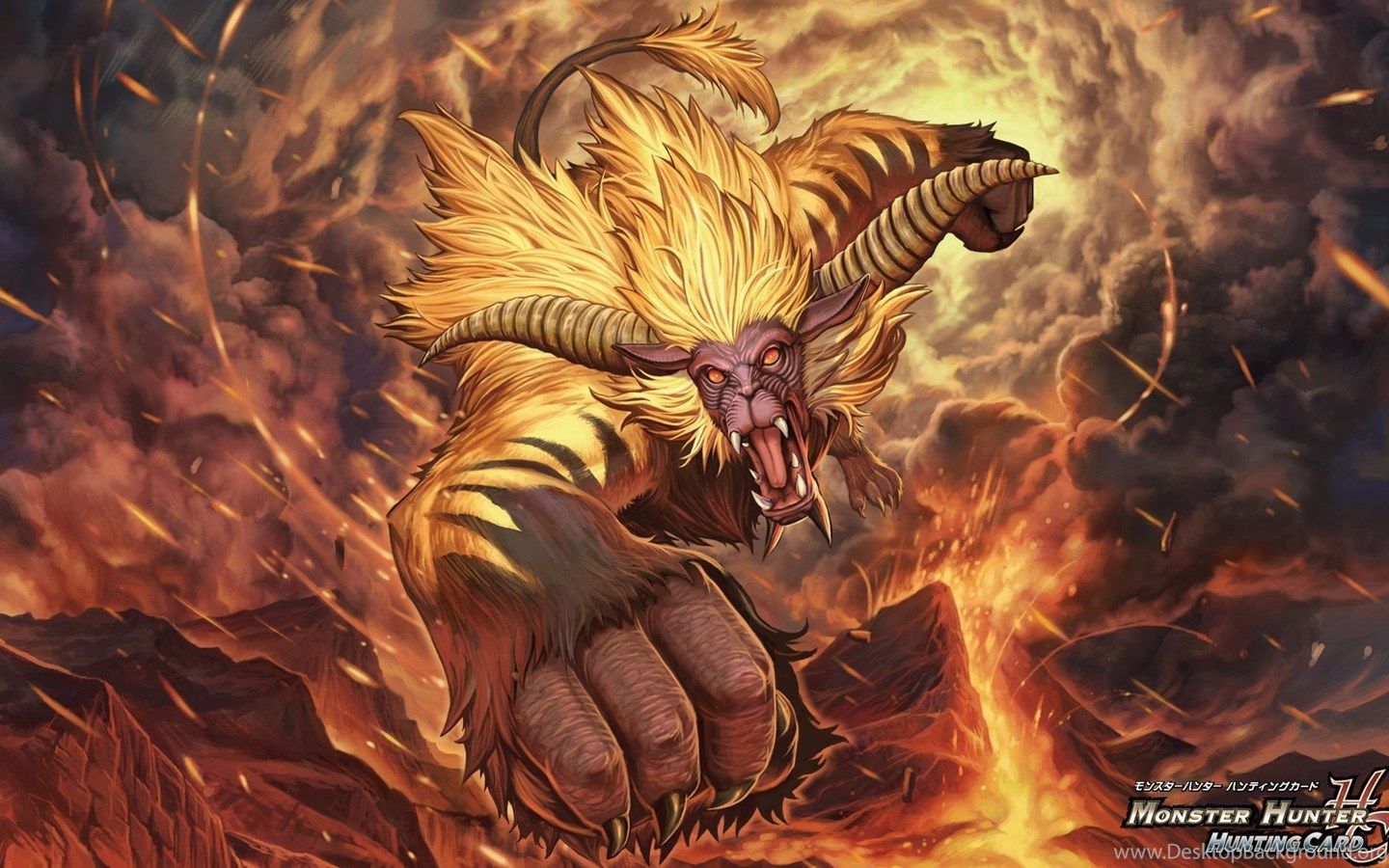 Mostro peloso Monster Hunter fiamme, 1440x900 720p, Monitor Gaming
