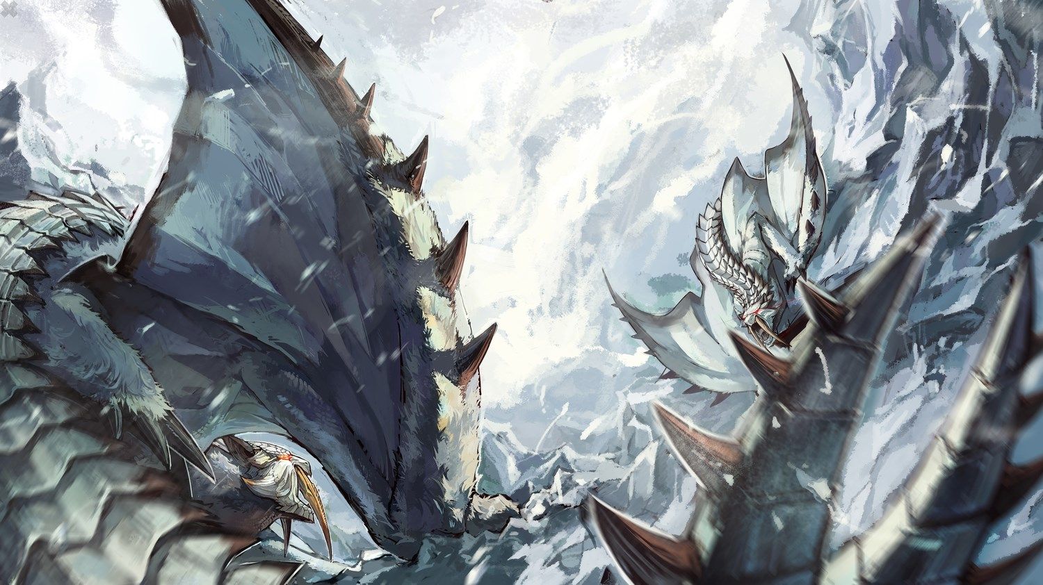 Draghi Monster Hunter combattimento neve, 1500x842 HD, PC Desktop