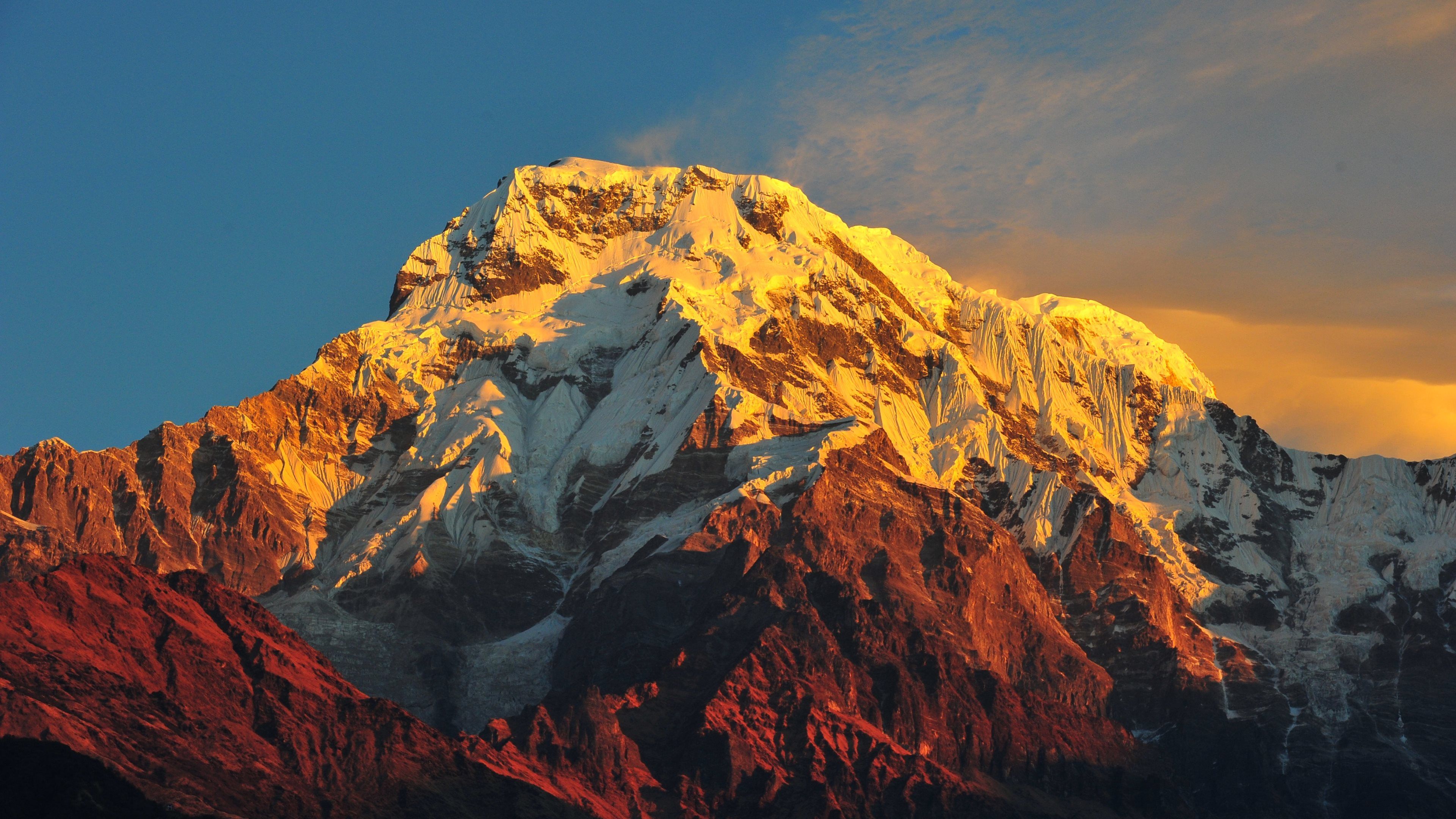 Montagna innevata al tramonto, 3840x2160 UHD, PC 4K