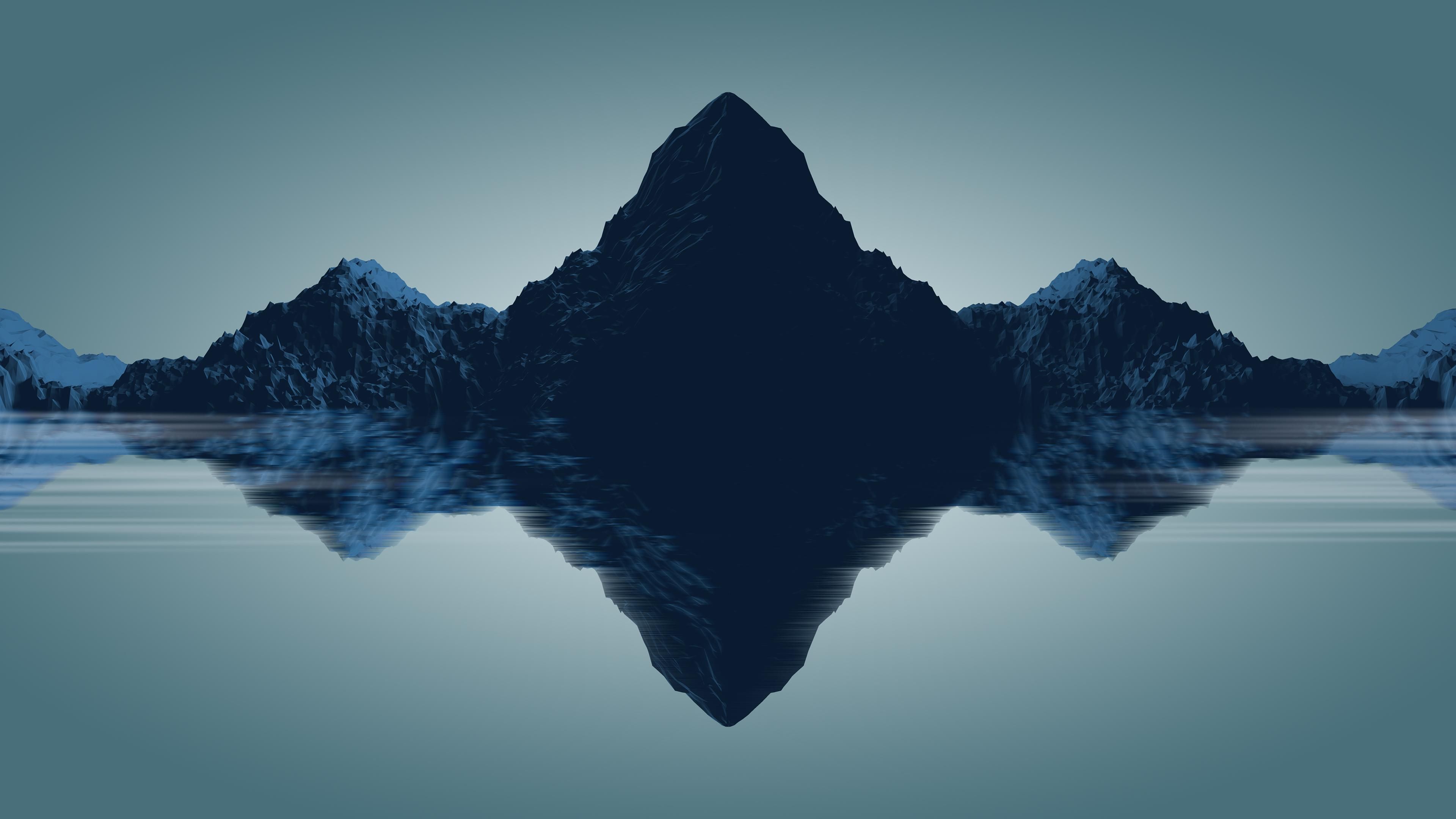 Montagna minimalista con riflesso, 3840x2160 4K, Desktop 4K