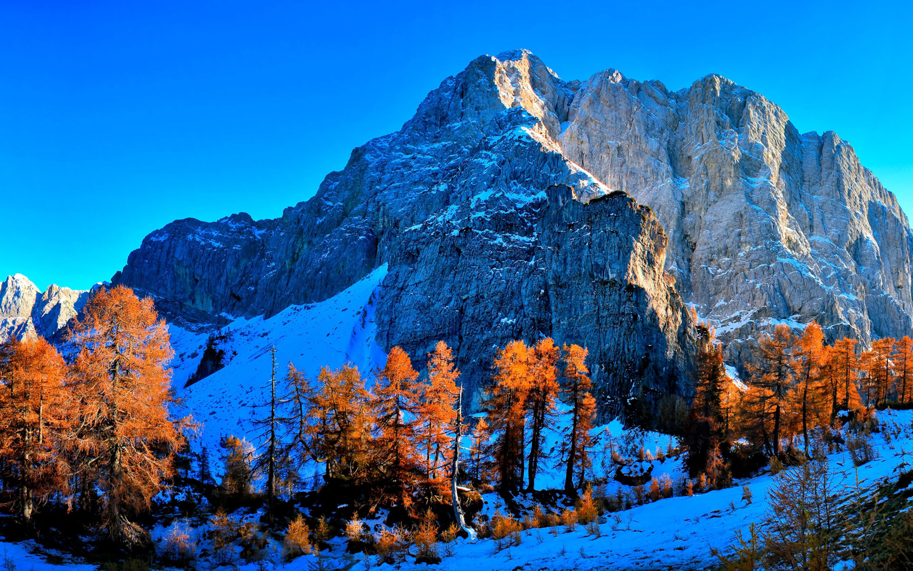 Montagna rocciosa con larici autunnali, 3840x2400 Ultra HD, 4K TV