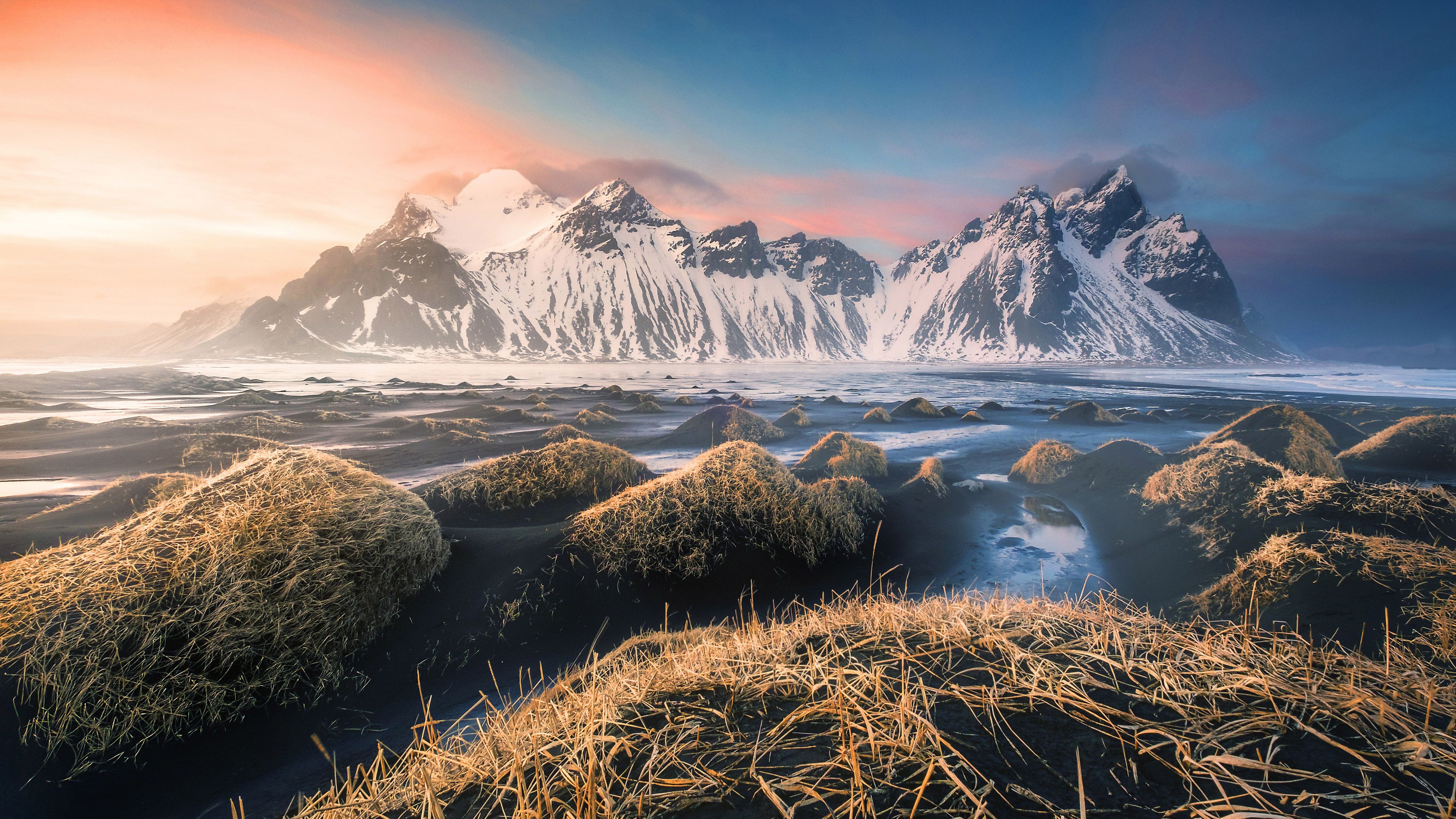 Montagne innevate Islanda tramonto, 4000x2250 4K Ultra HD, Smart TV 4K