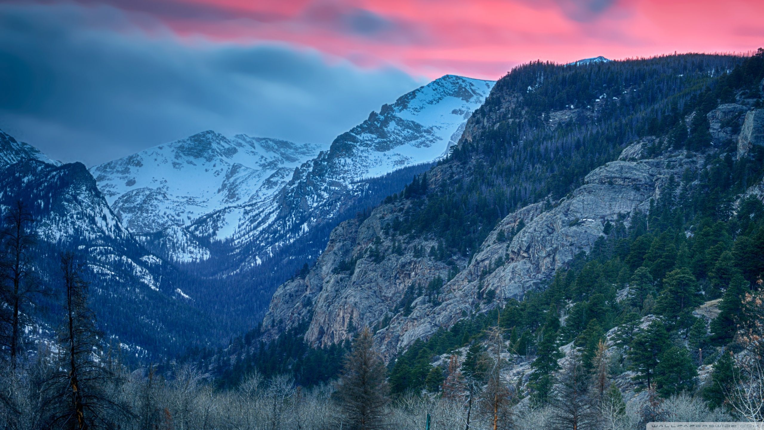 Montagne innevate al tramonto, 2560x1440 QHD, Laptop
