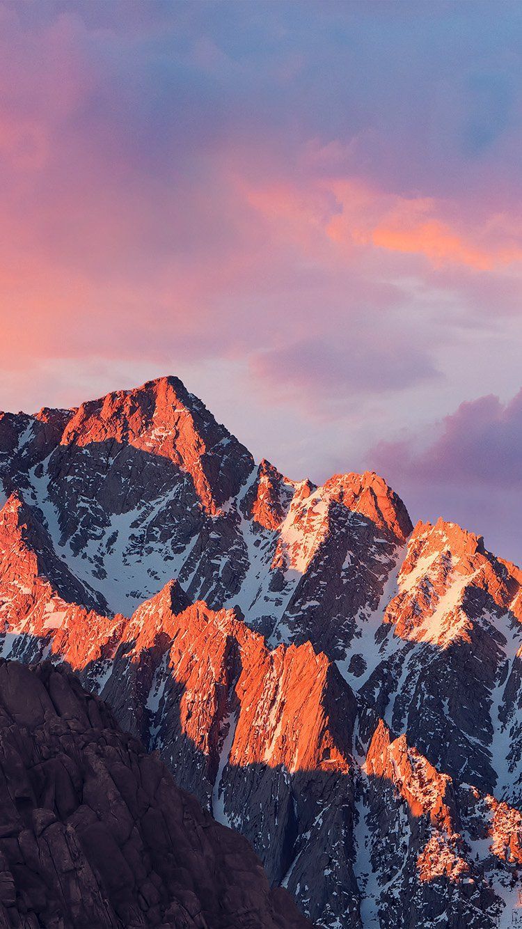 Montagna al tramonto rosa, 750x1334 Full HD Verticale, Smartphone